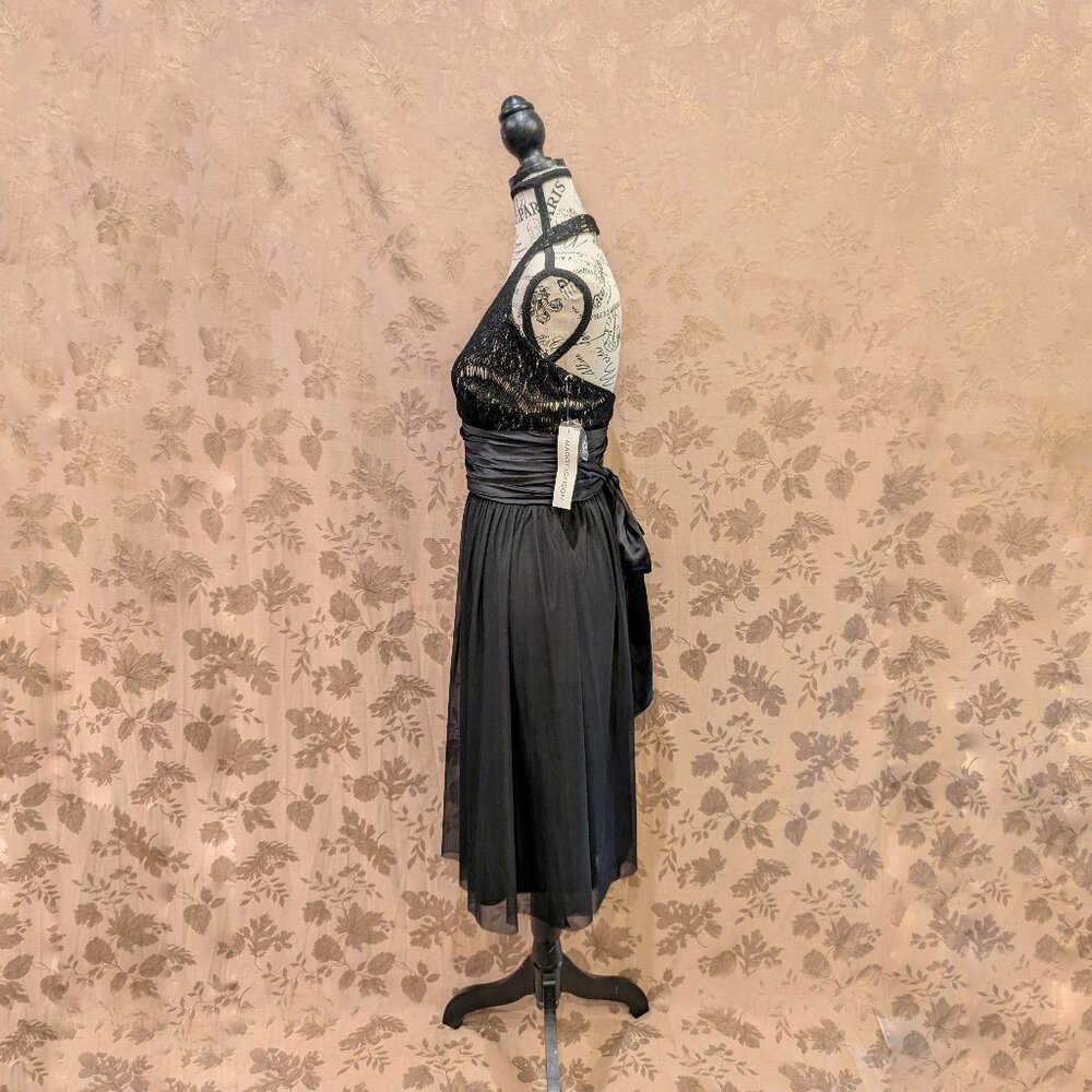 Maggy London Black Crochet Accent Halter Midi Dress, Size 10, New With Tags! - Picture 5 of 13